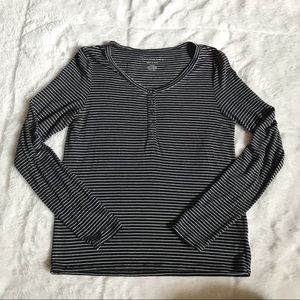 American Eagle Black Striped Soft & Sexy Shirt